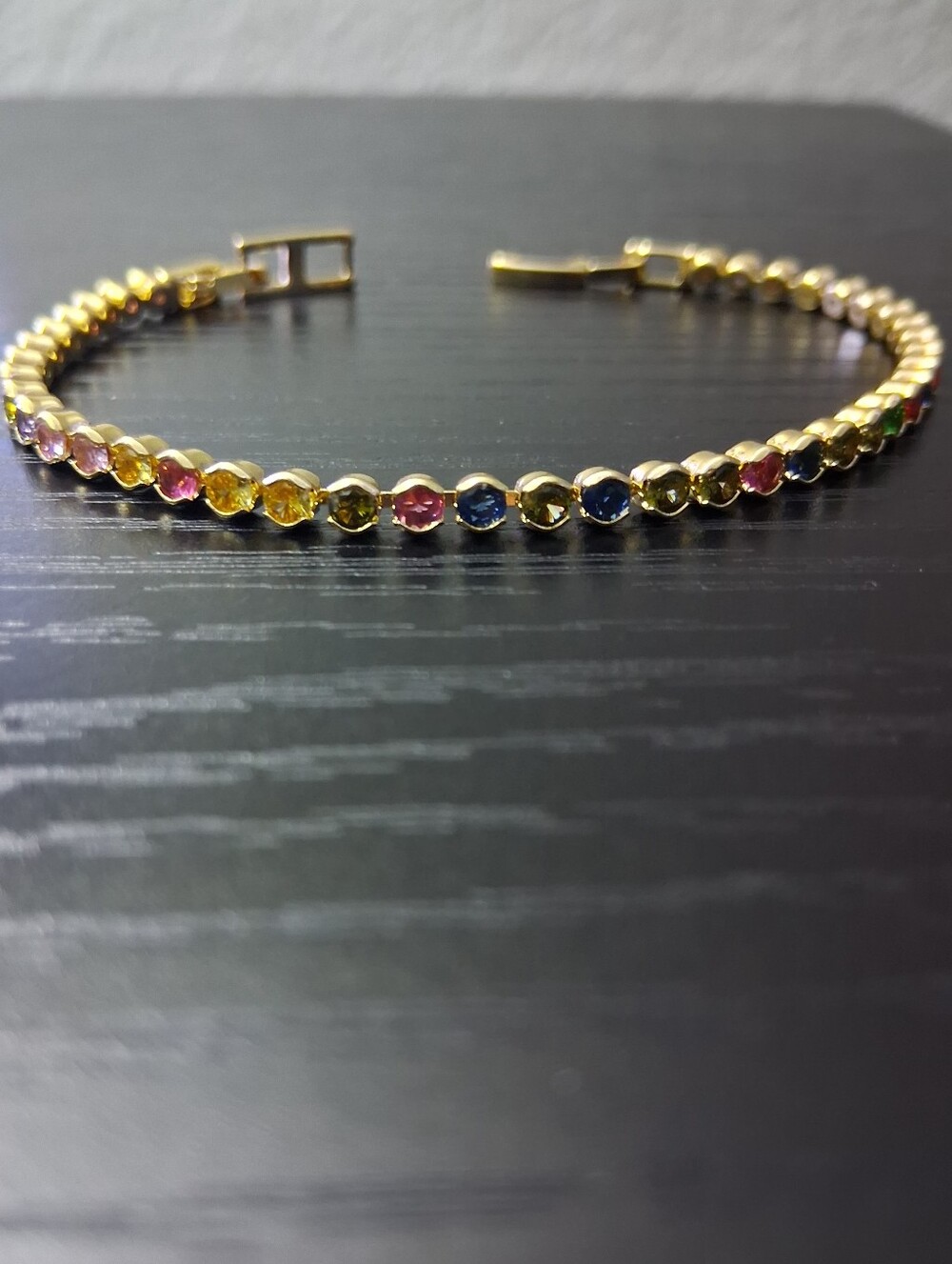 Gold-Tone Multicolor CZ Tennis Bracelet - Women Jewelry